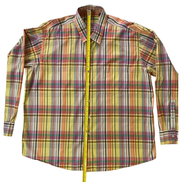 Alan Flusser Long Sleeve Button Down Plaid Multicolor Cotton Mens Size XXL - Picture 5 of 11
